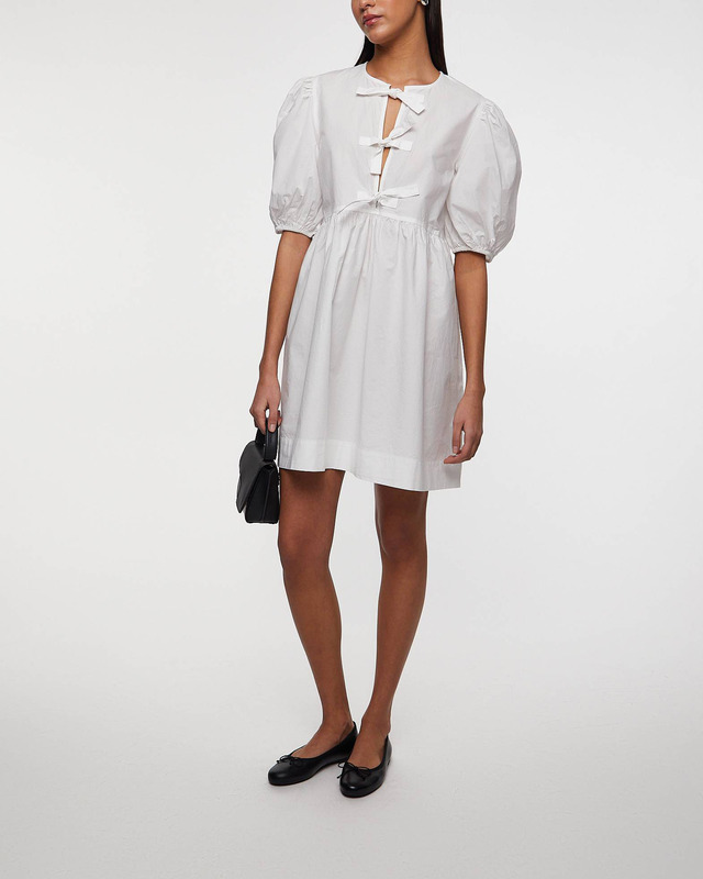 Ganni Dress Cotton Poplin Tie String White 40