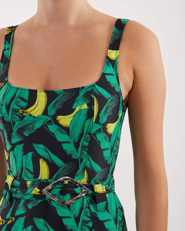 Ganni Baddräkt Recycled Printed Belted Svart 44