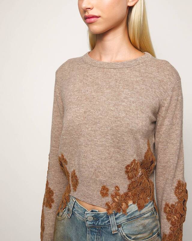 Acne Studios Sweater Lace Trim Wool Beige XS