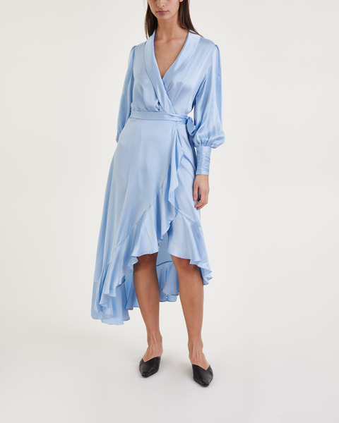 Dress Silk Wrap Midi Skye blue 1