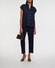Vince Trousers Linen-Blend Tapered Pull-On Blue L