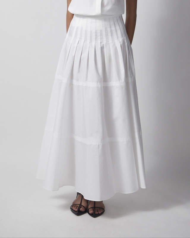 Max Mara Studio Nederdel Long Cotton Poplin White IT 44 (EUR M-L)