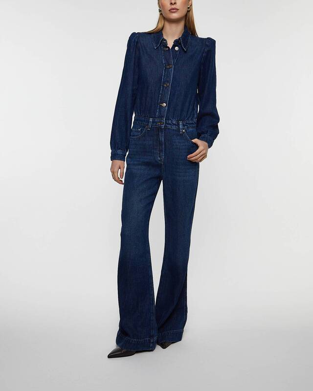 7 For All Mankind Jumpsuit Tailored Go Getter Mid Blue Denim XS