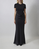 ROTATE  Dress Capsleeve Draped Maxi Black 34