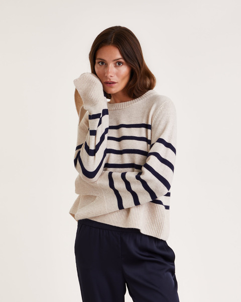 Sweater Josie Stripe Knit Cream 1