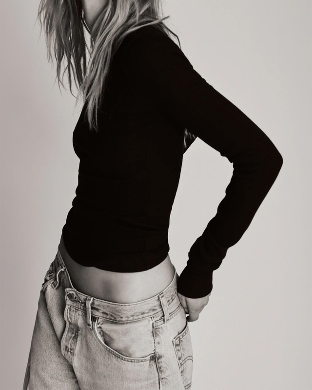 Éterne LONG SLEEVE FITTED TOP Black S