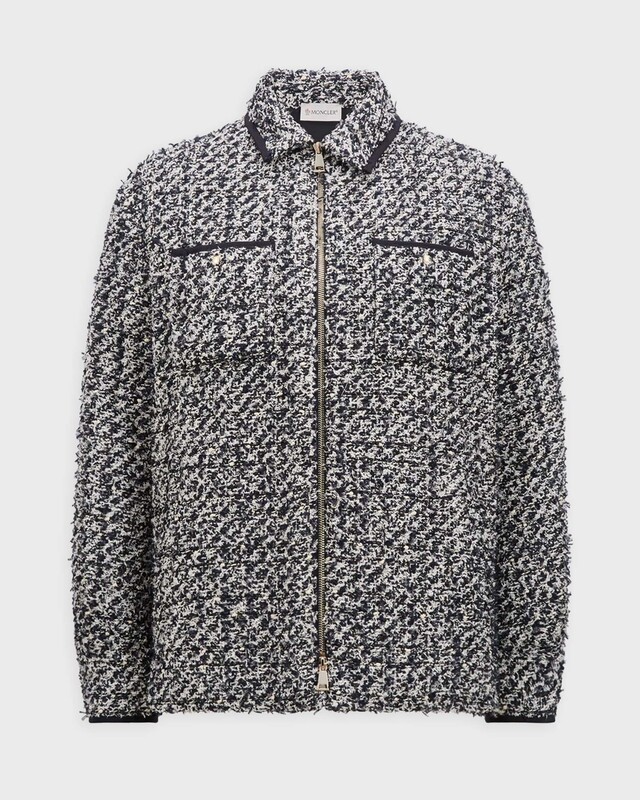 Moncler Jacka Tweed Down Shirt Aqua IT 42 (EUR 36)