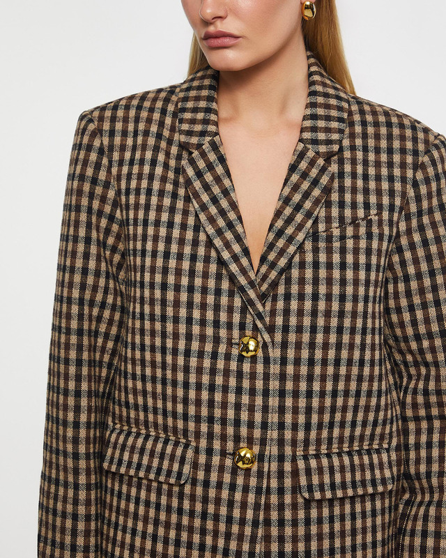 Ganni Blazer Check Wool Mix Oversized Check 34