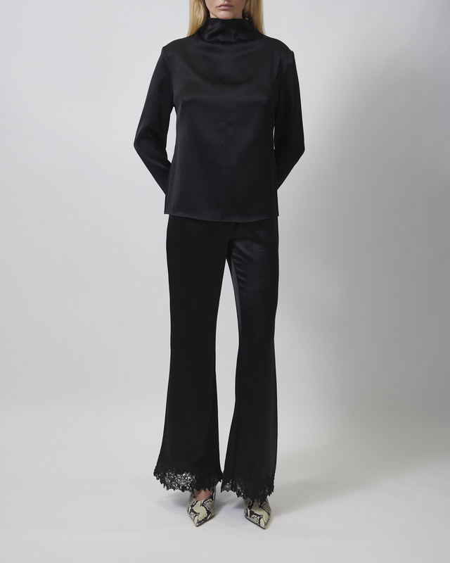 Malina Byxor Marine Satin Lace Hem Black 42