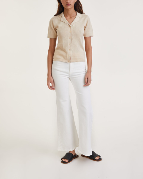 Top Cotton Linen Knit Beige 1