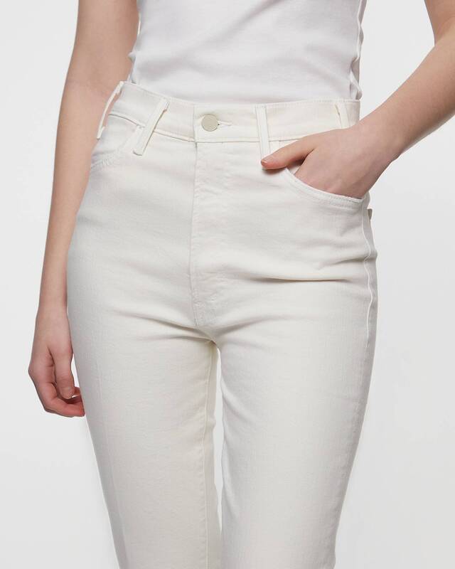 Mother Denim Jeans The Hustler Ankle Fray Creme Creme 24