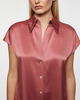 Vince Blouse Silk Cap-Sleeve Ruched-Back  Wood S