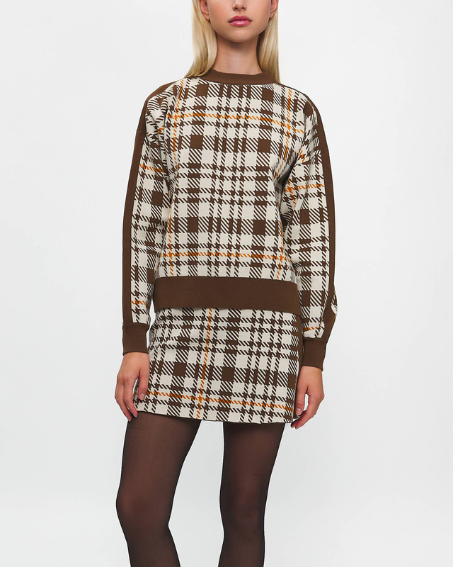 Rodebjer Tröja Reilly Eco Check Brun XS