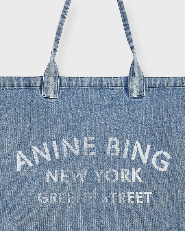 Anine Bing Bag Leo Denim Tote Blue ONESIZE