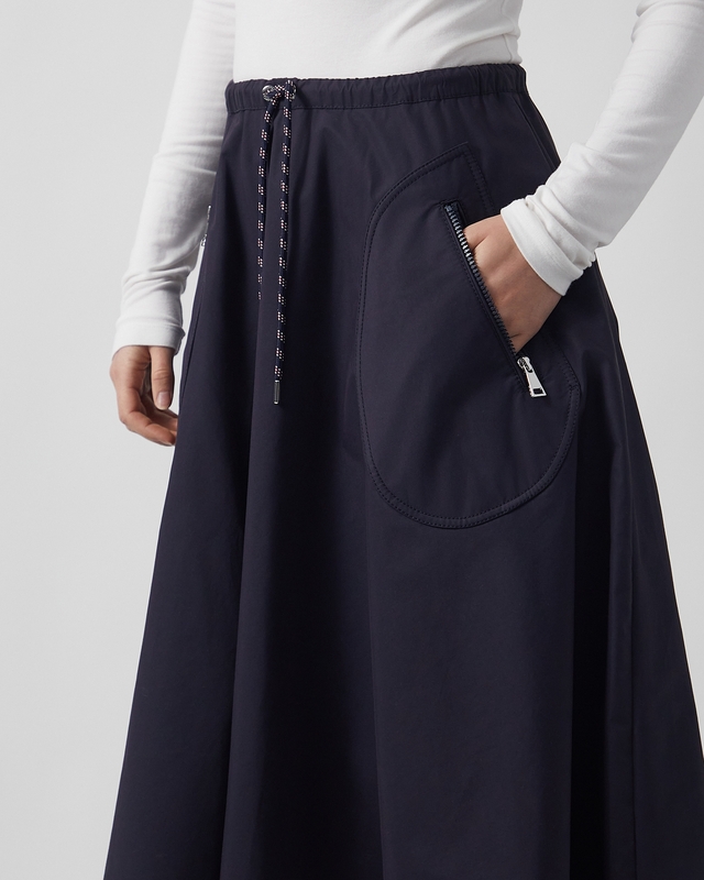Moncler Skirt Midi Drawstring  Navy L