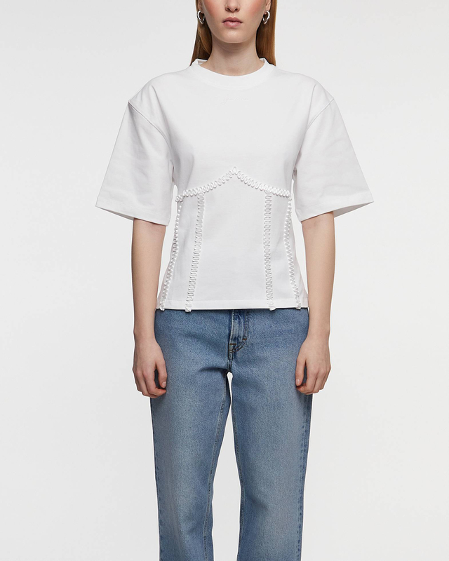 Ganni T-Shirt Heavy Cotton Tie Back Waisted | WAKAKUU