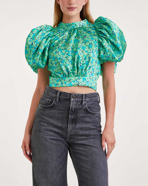 Topp Puff Sleeve Grön 1