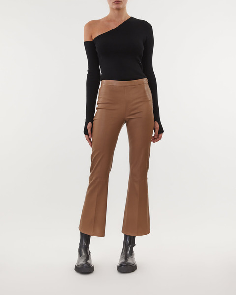 Leather pants Tyson Crop Flare  Chestnut 2