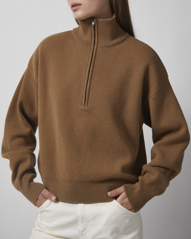 Wakakuu Icons Genser Macy Zip Wool Camel L