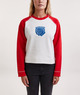 Ganni Sweatshirt Isoli Raglan Contrast Sleeve Egret XL