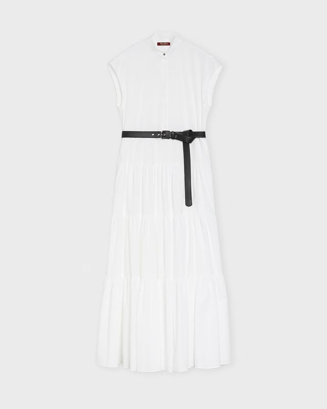 Max Mara Studio Dress Flounced Cotton Shirt  White IT 44 (EUR 38)
