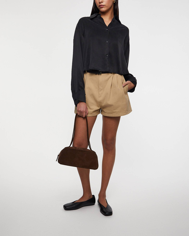 Filippa K Shorts High Waist Pleated Cotton Beige 40