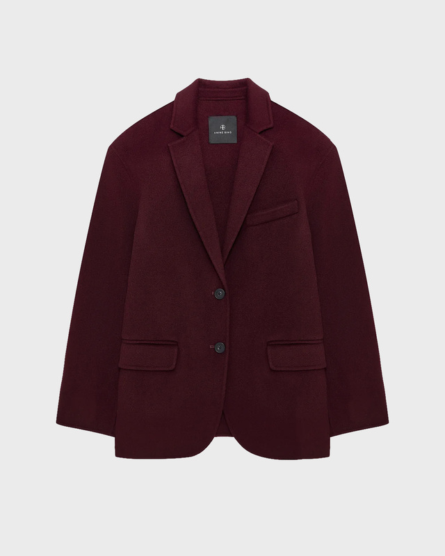 Anine Bing Blazer Quinn Cashmere Blend Burgundy 38