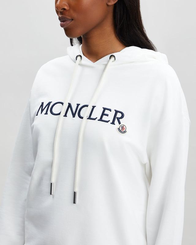Moncler Sweater Hoodie Logo Vit/svart XXS