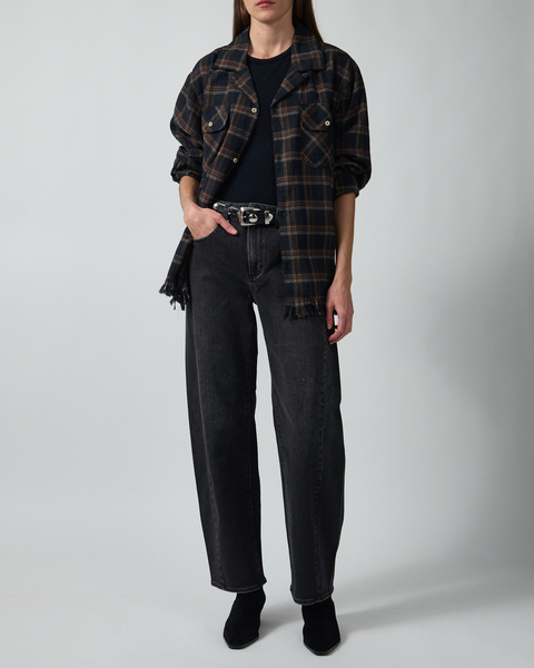 Skjorta Raw Cut Fringe Plaid Camp Navy 2