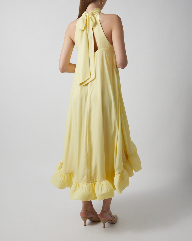 Malina Dress Sabrina Halterneck Ruffled Midi Light yellow S