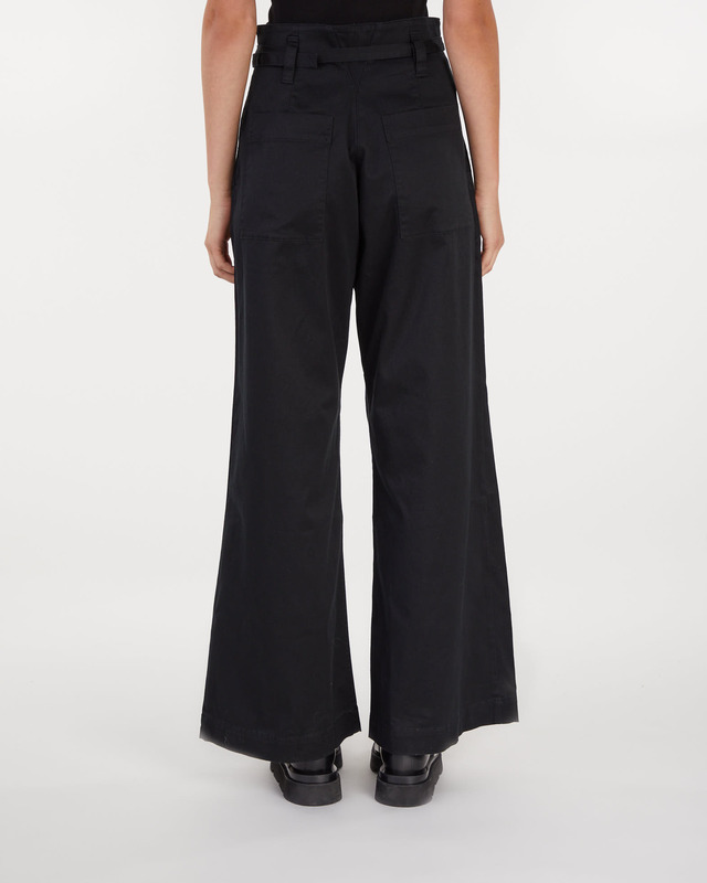 Proenza Schouler White Label Cotton Twill Wide Leg Trouser Black US 4 ( EUR 36)