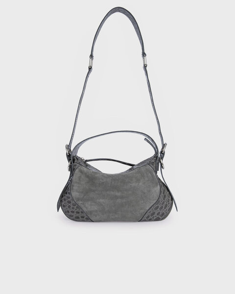 Bag Yana Cement Croco & Suede Leather Grå L 1