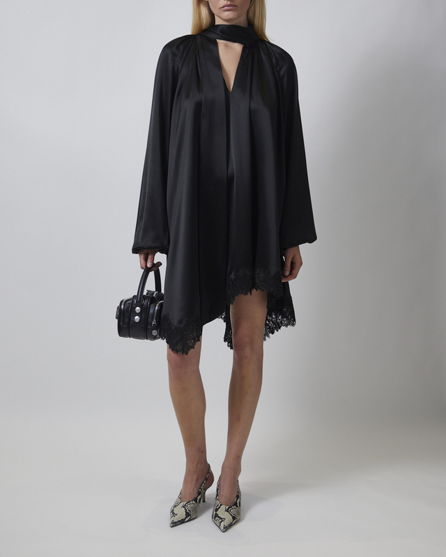 Malina Miniklänning Norea Lace Hem Satin Mini Black 36