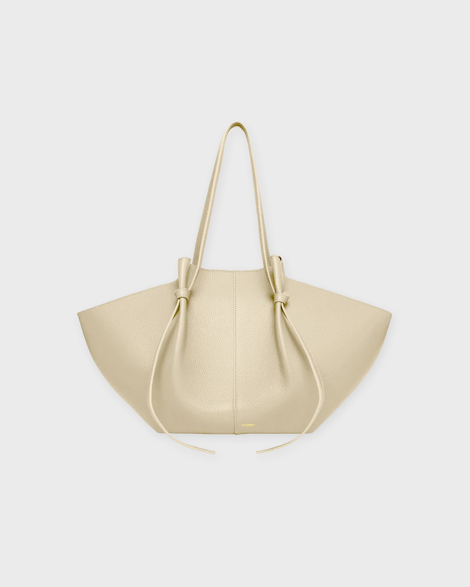 Yuzefi Women's Cream Large-Mochi-Pebble-Grain-Leather Onesize