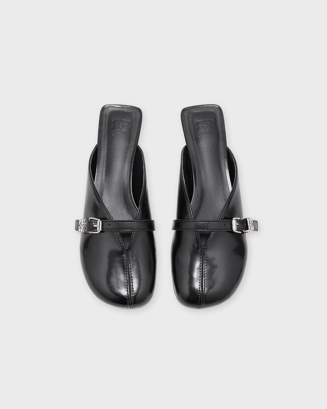 Ganni Heels Sue Kitten Heel Mule Box Oleatex Black EUR 38