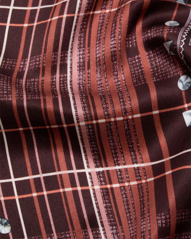 Acne Studios Skjerf Bandana Checkered Silk Burgundy ONESIZE