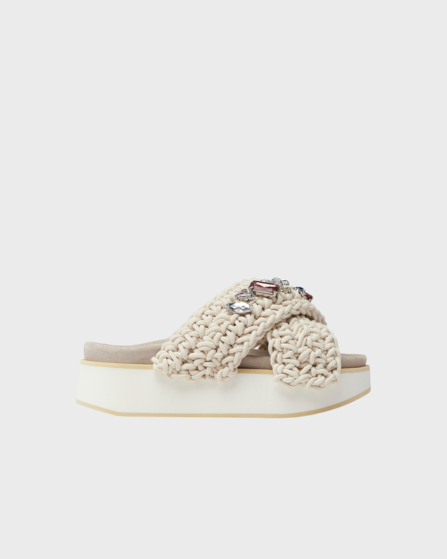 Inuikii Sandal woven stones platform Vit EUR 40