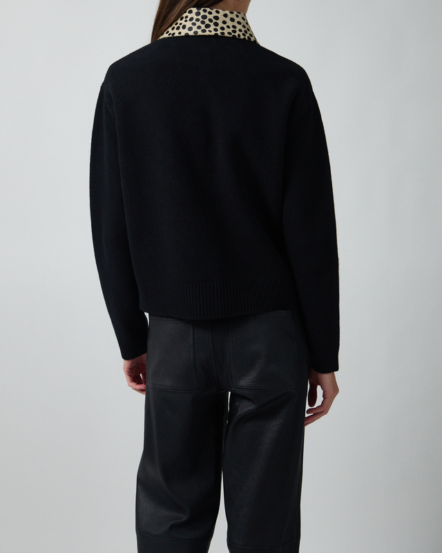 RÓHE Cardigan Leather Cheetah Collar Black 38