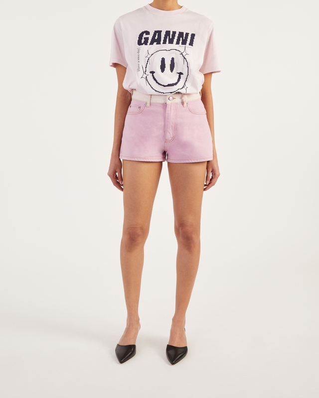 GANNI Hög midja shorts rosa Ljuslila 26
