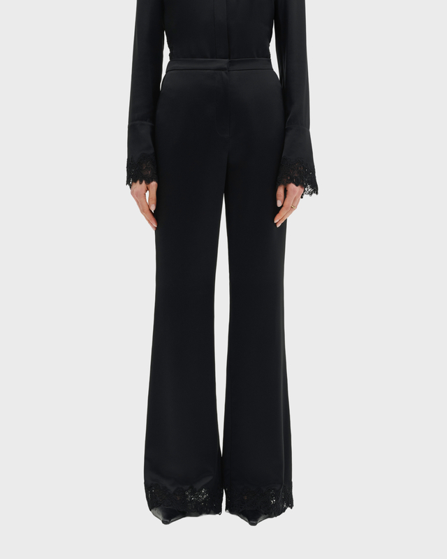Malina Byxor Marine Satin Lace Hem Black 42