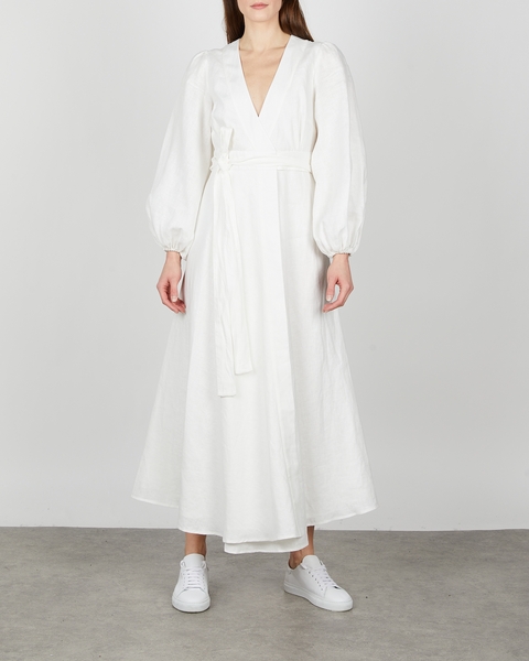 Dress Linen Wrap White 1