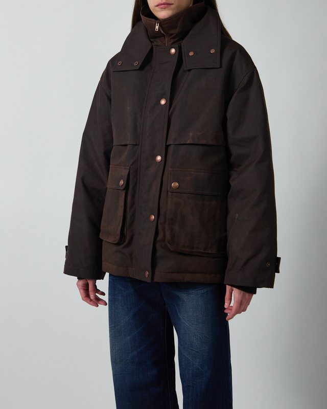 Acne Studios Jacket Waxed Canvas Blouson Dark Brown 40