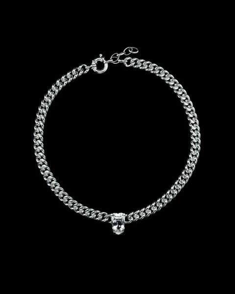 Chunky Chain Jaw Stone Necklce Silver ONESIZE 1