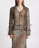 Ganni Shirt Printed Chiffon Slim Leopard 42