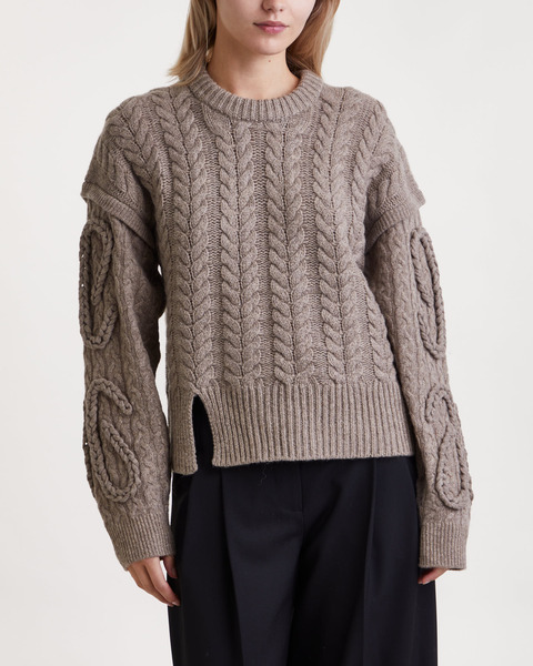 Sweater Cable Braided Knit Hasselnöt 1