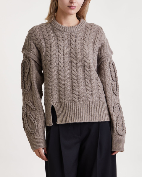 Tröja Cable Braided Knit Hasselnöt 1