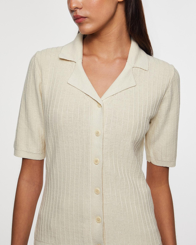 Filippa K Cardigan Shortsleeve Collar Cream S
