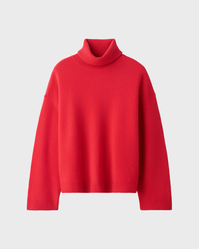 Soft Goat Striktrøje Folded Turtleneck Red M