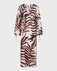 Malina Kaftan Joseline Sheer Drawstring Maxi Hvit/Brun M-L