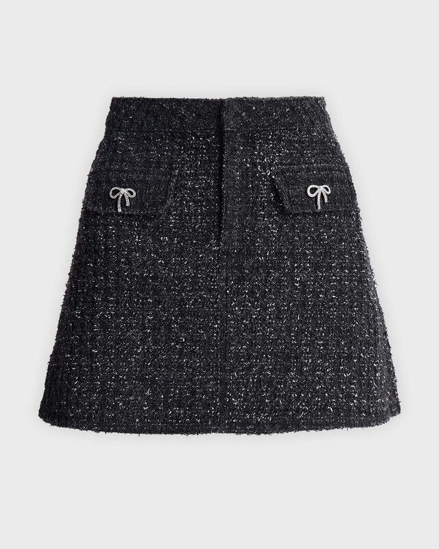 Self-Portrait Skirt Mini Textured Denim Black UK 6 (EUR 34)